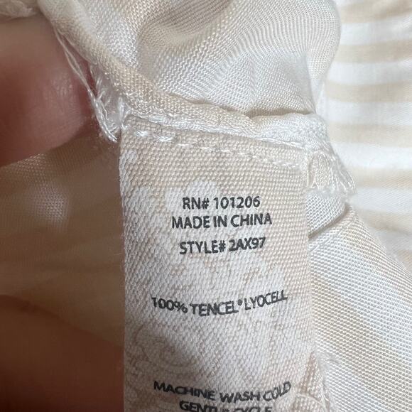 SOFT SURROUNDINGS Women's Med Lorimer Tencel Striped Button Front Tunic Top Tan - Picture 8 of 14